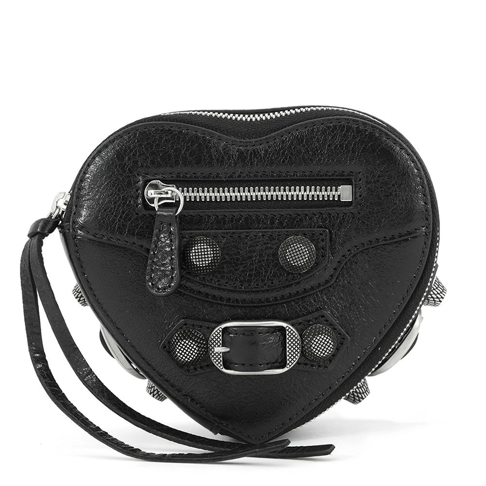 Balenciaga Pouch Lucagol Heart Leather Black Accessory Case POACH